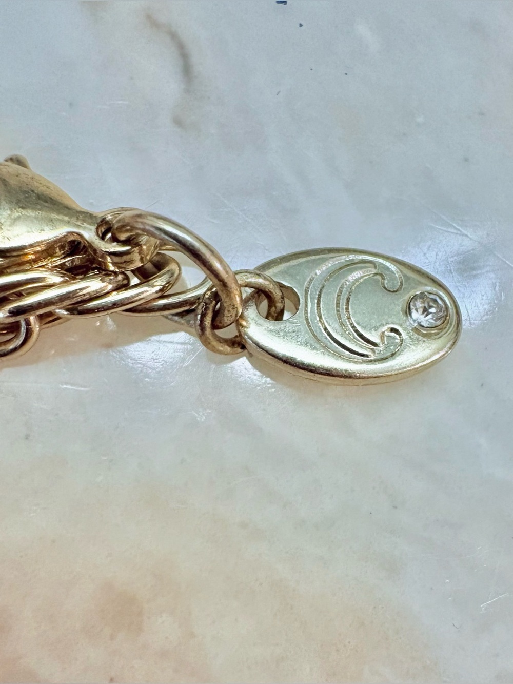 Vintage Charming Charlie Gold with Yellow Resin Flowers Rhinestone Center EX CON - Picture 8 of 8